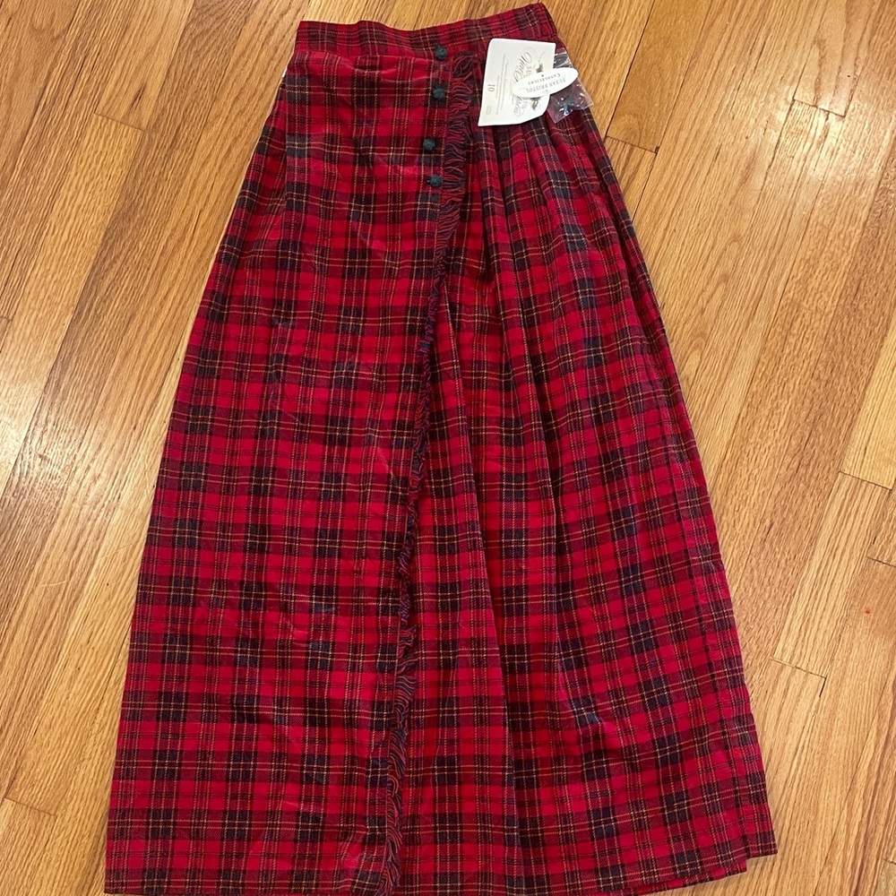 Vintage Susan Bristol Red Plaid Maxi Skirt